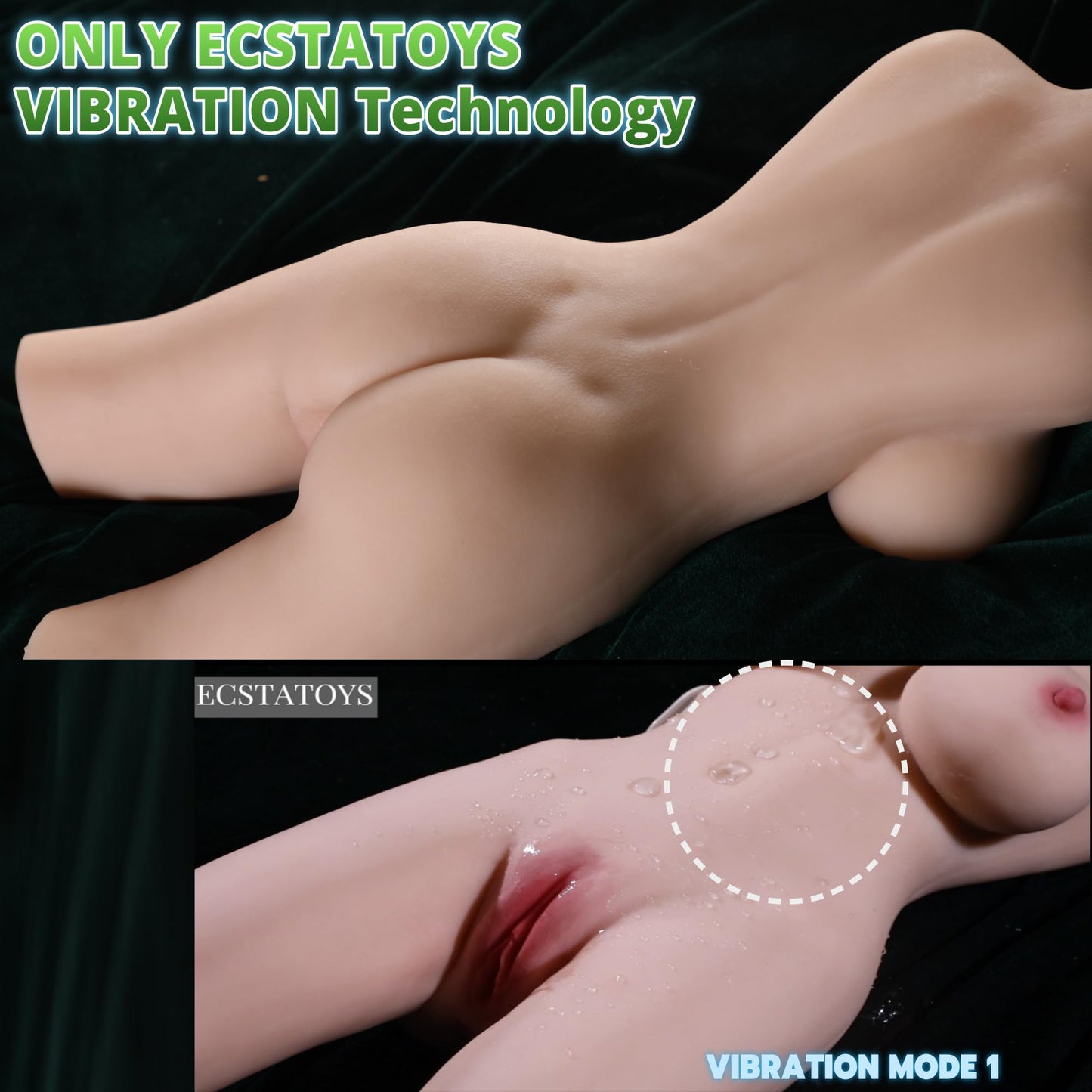 Super Vibrator 8KG 18LB ECSTATOYS Sex Doll Lifesize Love Doll Full Size Body Male Masturbators Sex Toy Female Half Body Sexdoll Adult Sex Toys with 2 Channel with Big Boobs Ass Male Soft Real for Men Couples Butt for Men Masturbation