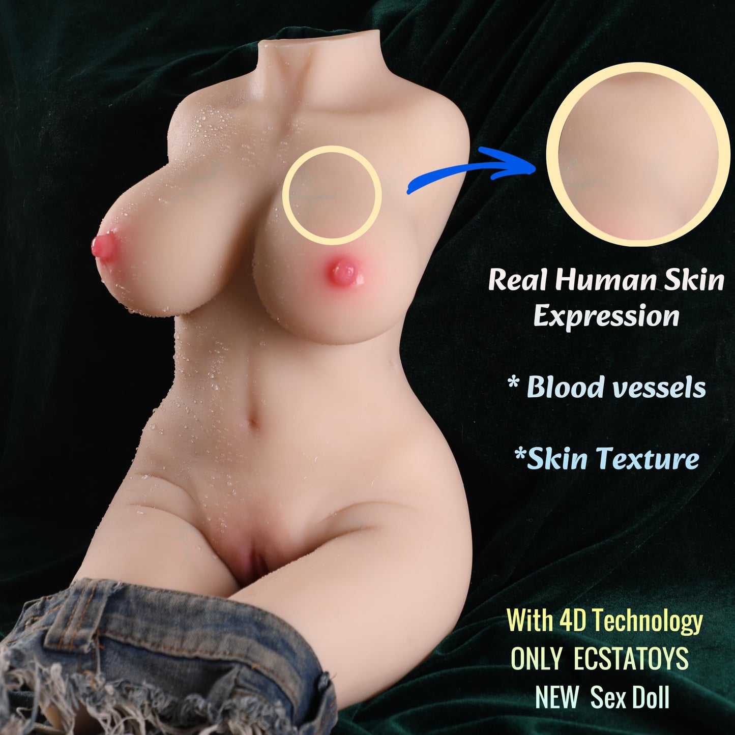 Super Vibrator 8KG 18LB ECSTATOYS Sex Doll Lifesize Love Doll Full Size Body Male Masturbators Sex Toy Female Half Body Sexdoll Adult Sex Toys with 2 Channel with Big Boobs Ass Male Soft Real for Men Couples Butt for Men Masturbation