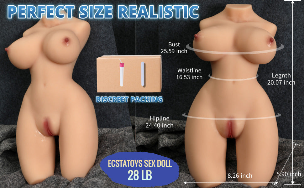 28LB Life Size Sex Doll Full Body Pussy Ass Sex Toy with Realistic Suction Big Boobs Butt for Men Masturbation and Orgasm Hands Free Masturbators Vagina 3in1 Torso Pocket Pussy
