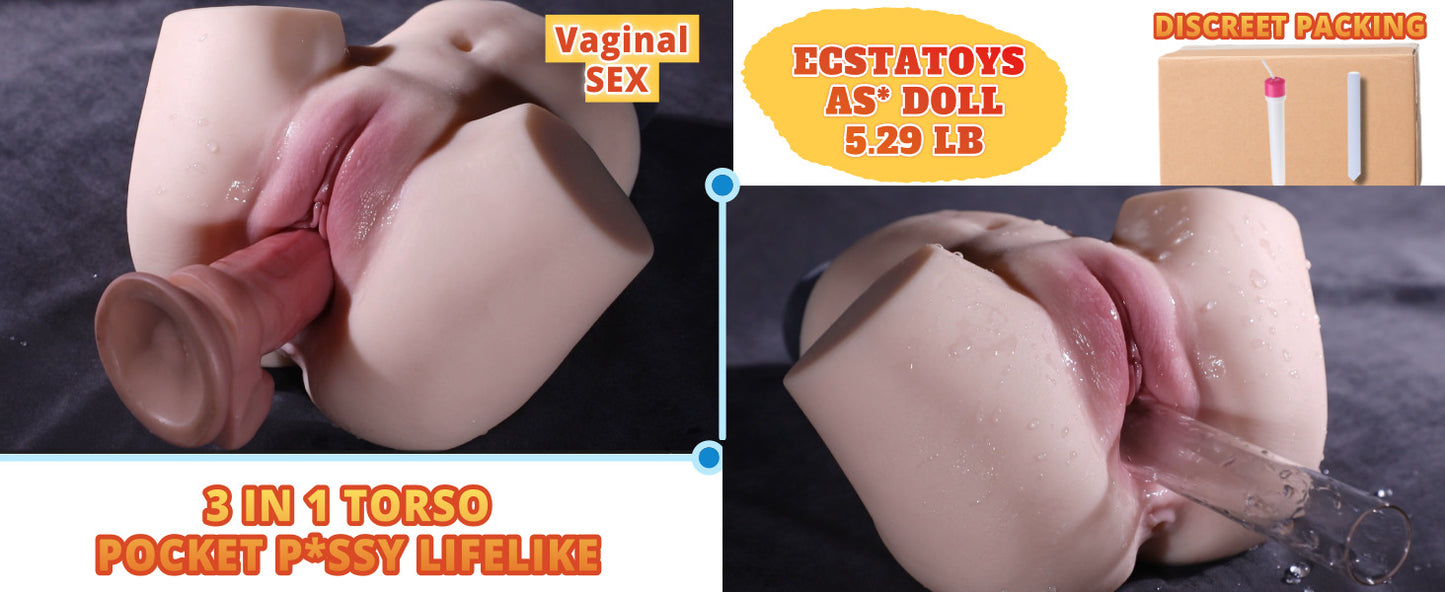 Suction for Men Pocket Pussy Toy Men's Sex Toy Realistic Sex Doll Adult Toys Sex Doll Hands Free Stroker 3D Lifelike Soft Butt with Vagina Anal Sex Pleasure Adult Toy 5.51LB