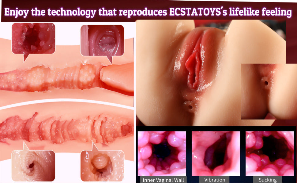 ECSTATOYS 10 Vibrator 6 Suction Automatic for Men Pocket Pussy Toy Men's Sex Toy Realistic Sex Doll Adult Toys Sex Doll Hands Free Stroker 3D Lifelike Soft Butt with Vagina Anal Sex Pleasure Adult Toy