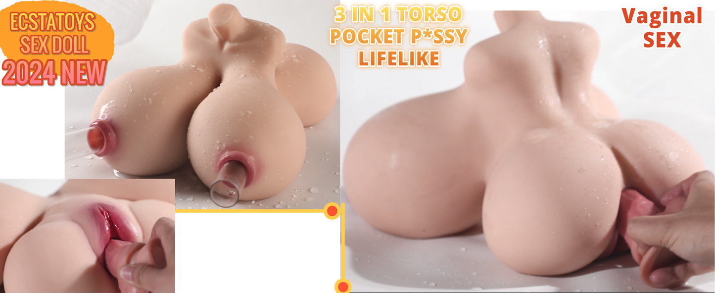 Breast Realistic Suction 4 in 1 11LB 5kg ECSTATOYS Torso Sex Doll Full Size Body Full Body Pussy Ass Sex Toy for Men Masturbation Pocket Pussy and Orgasm Hands Free masturbators Vagina